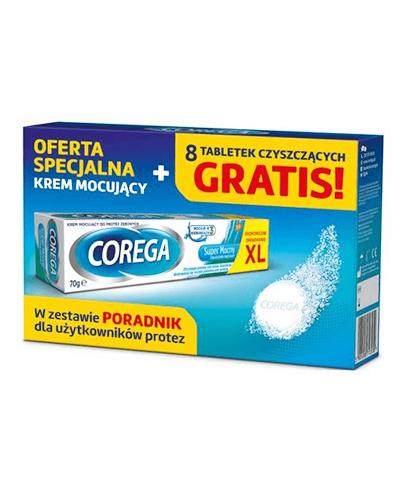  Corega Super Mocny Krem mocujący do protez zębowych delikatnie miętowy, 70 g + Tabletki czyszczące, 8 sztuk + Poradnik, 1 sztuka - Apteka internetowa Melissa  