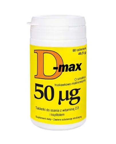  D-max 50 µg o smaku truskawkowo - malinowym, 90 tabletek - Apteka internetowa Melissa  