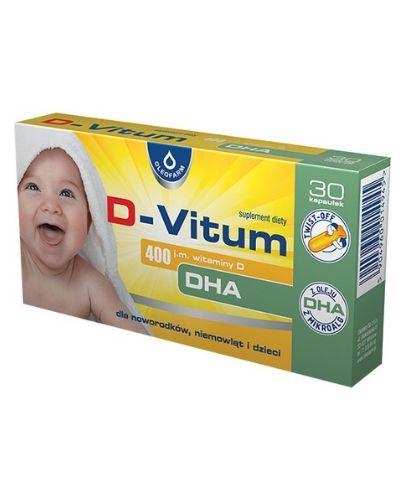 D-VITUM Witamina D DHA 400 j.m. - rozwój wzroku i układu kostnego - 30 kaps. twist-off - cena, opinie, dawkowanie - Apteka internetowa Melissa