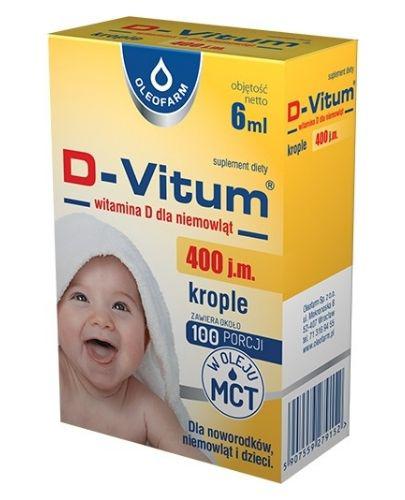 D-Vitum, 400 j.m., witamina D dla niemowląt, 6 ml (krople)