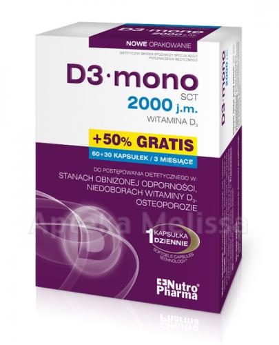 WITAMINA D3 2000 j.m. MONO - 60 kaps. + 30 kaps. GRATIS! - Apteka internetowa Melissa