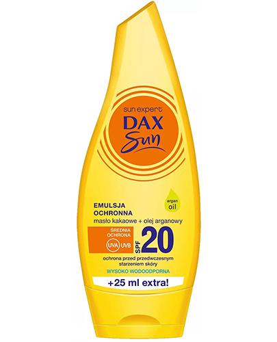  Dax Sun Emulsja ochronna masło kakaowe + olej arganowy SPF20, 175 ml, cena, opinie, właściwości  - Apteka internetowa Melissa  