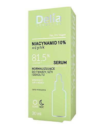  Delia Cosmetics Niacynamid 10% + Cynk Serum normalizujące do twarzy szyi i dekoltu, 30 ml, cena, opinie, właściwości - Apteka internetowa Melissa  