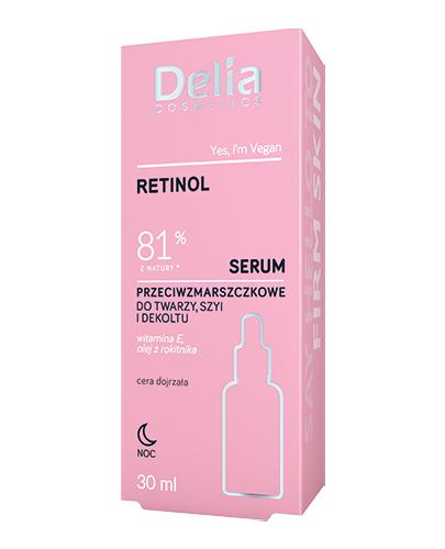  Delia Cosmetics Retinol Serum przeciwzmarszczkowe do twarzy szyi i dekoltu na noc, 30 ml, cena, opinie, skład - Apteka internetowa Melissa  