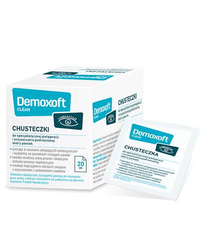  DEMOXOFT Clean - Chusteczki do specjalistycznej pielęgnacji i oczyszczania podrażnionej skóry powiek - 20 szt - Apteka internetowa Melissa  