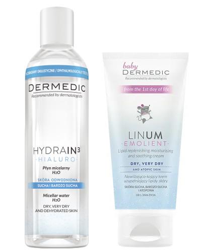 DERMEDIC BABY EMOLIENT LINUM Nawilżająco-kojący krem uzupełniający lipidy skóry - 100 g + DERMEDIC HYDRAIN 3 HIALURO Płyn micelarny H2O - 100 ml - Apteka internetowa Melissa