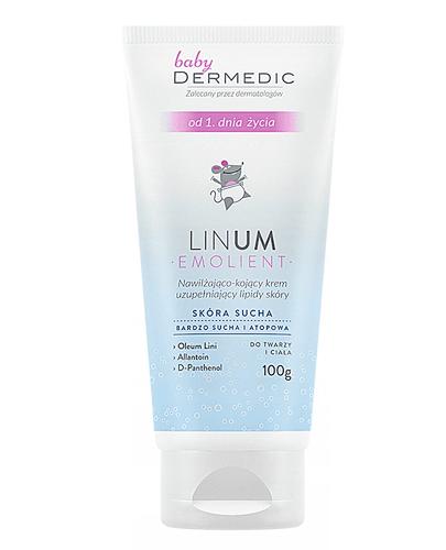 DERMEDIC BABY EMOLIENT LINUM Nawilżająco-kojący krem uzupełniający lipidy skóry - 100 g + DERMEDIC BABY kremowy żel do mycia 2w1 od pierwszego dnia życia - 75 ml - Apteka internetowa Melissa