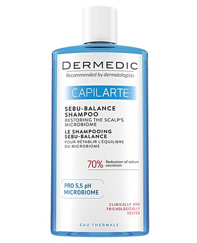  Dermedic Capilarte Sebu-Balance Szampon przywracający równowagę mikrobiomu skóry do włosów nadmiernie przetłuszczających - 300 ml  - cena, opinie, właściwości - Apteka internetowa Melissa  