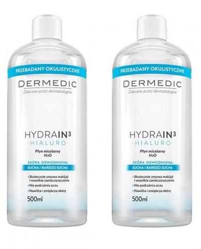  DERMEDIC HYDRAIN 3 HIALURO Płyn micelarny H2O - 2 x 500 ml - cena, opinie, właściwości - Apteka internetowa Melissa  