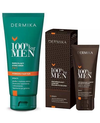  DERMIKA 100% FOR MEN Nawilżający hydro-krem do twarzy 2w1 - 100 ml + Dermika 100% For Men Balsam po goleniu - 40 ml Do podrażnionej skóry - cena, opinie, stosowanie - Apteka internetowa Melissa  