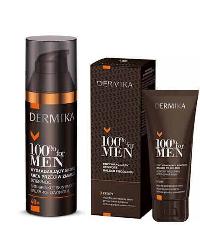  DERMIKA 100% FOR MEN Wygładzający skórę krem przeciw zmarszczkom 40+ - 50 ml + Dermika 100% For Men Balsam po goleniu - 40 ml Do podrażnionej skóry - cena, opinie, stosowanie - Apteka internetowa Melissa  