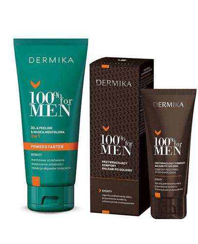  DERMIKA 100% FOR MEN Żel & peeling & maska mentolowa 3w1 - 100 ml + Dermika 100% For Men Balsam po goleniu - 40 ml Do podrażnionej skóry - cena, opinie, stosowanie - Apteka internetowa Melissa  