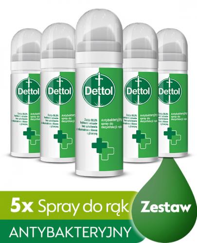 Dettol Antybakteryjny spray do dezynfekcji rąk - 5 x 50 ml - Apteka internetowa Melissa