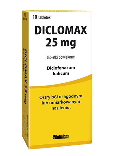  DICLOMAX 25 mg - 10 tabl. - ostry ból o łagodnym i umiarkowanym nasileniu - cena, opinie, dawkowanie - Apteka internetowa Melissa  