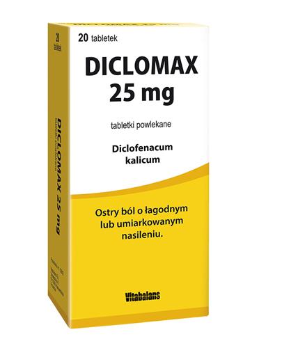  DICLOMAX 25 mg - 20 tabl. - ostry ból o łagodnym i umiarkowanym nasileniu - cena, opinie, dawkowanie - Apteka internetowa Melissa  