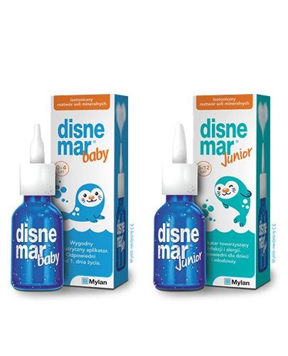DISNEMAR BABY Woda morska w aerozolu - 25 ml + DISNEMAR JUNIOR Izotoniczny roztwór soli mineralnych - 25 ml - Apteka internetowa Melissa