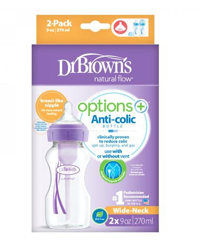  Dr Brown's Butelka fioletowa Options+ szeroka szyjka 270 ml - 2 szt. Do karmienia niemowląt - cena, opinie, stosowanie - Apteka internetowa Melissa  