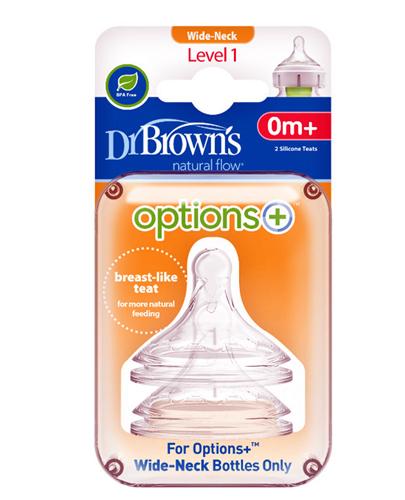DR BROWN'S Smoczek do butelki Options+ Szeroka szyjka 0m+ - 2 szt. - cena, właściwości, opinie