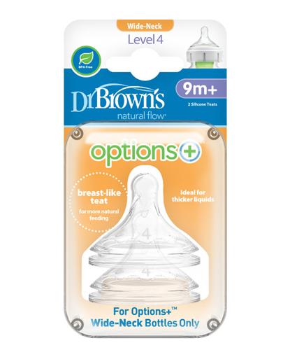 DR BROWN'S Smoczek do butelki Options+ Szeroka szyjka 9m+ - 2 sztuki