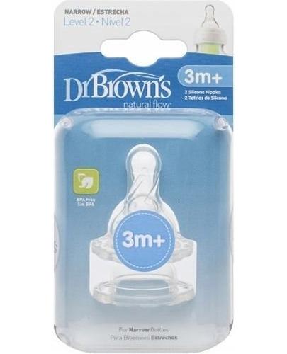 DR BROWNS Smoczek do butelki Standard 3m+ do butelek z wąską szyjką, 2 sztuki