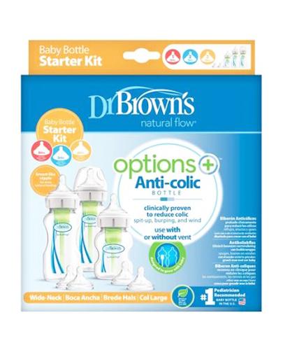 Dr Brown's Zestaw startowy mały Options+ szeroka szyjka - 1 szt. Do karmienia niemowląt - cena, opinie, stosowanie - Drogeria Melissa