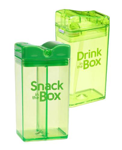  DRINK IN THE BOX Bidon ze słomką z tritanu, kolor zielony, 235 ml + Snack in the Box Pojemnik na przekąski z tritanu, kolor zielony, 355 ml, cena, opinie, użytkowanie - Apteka internetowa Melissa  