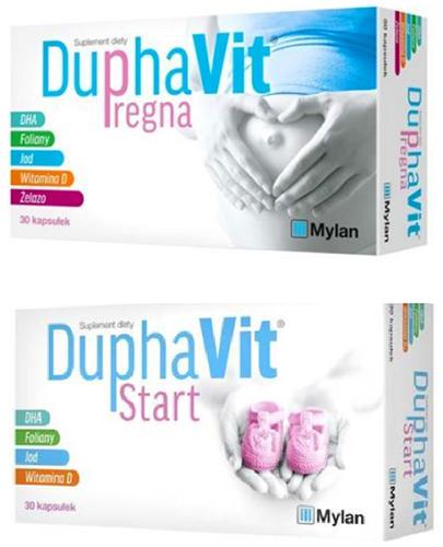 DuphaVit Pregna - 30 kaps. + DuphaVit Start - 30 kaps. - cena, opinie, składniki - Apteka internetowa Melissa  