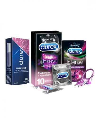 DUREX INTENSE Prezerwatywy - 10 szt.+DUREX INTENSE Żel stymulujący - 10 ml + DUREX INTENSE LITTLE DEVIL Nakładka wibrująca - 1 szt. - Apteka internetowa Melissa