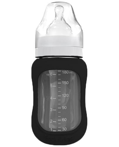 EcoViking Antykolkowa butelka szklana black z antykolkowym smoczkiem silikonowym 0 m+ - 180 ml - cena, opinie, wskazania - Apteka internetowa Melissa