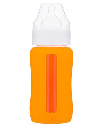 EcoViking Antykolkowa butelka szklana orange w silikonowej rękawiczce z antykolkowym smoczkiem silikonowym 0 m+ - 240 ml - cena, opinie, właściwości - Apteka internetowa Melissa