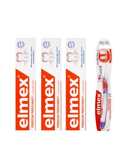  ELMEX Pasta do zębów - 3 x 75 ml + ELMEX Szczoteczka do zębów przeciw próchnicy, miękka - 1 szt. - Apteka internetowa Melissa  