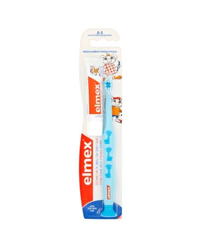 ELMEX Szczoteczka do zębów od 0 do 3 lat miękka - 1 szt. + ELMEX Pasta do zębów dla dzieci 0-6 lat - 12 ml - Drogeria Melissa