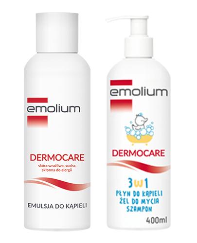  EMOLIUM DERMOCARE - 400 ml - emulsja do kąpieli + EMOLIUM DERMOCARE 3w1 Płyn do kąpieli, żel do mycia, szampon, 400 ml - Apteka internetowa Melissa  