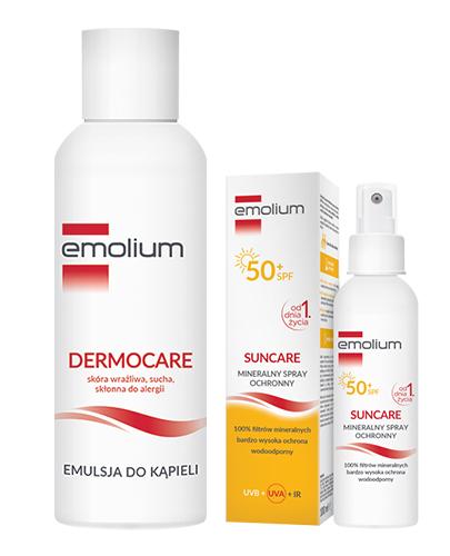 EMOLIUM DERMOCARE - 400 ml - emulsja do kąpieli + EMOLIUM SUNCARE Mineralny spray ochronny SPF50+, 100 ml
