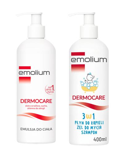 EMOLIUM DERMOCARE Emulsja do ciała, 400 ml + EMOLIUM DERMOCARE 3w1 Płyn do kąpieli, żel do mycia, szampon, 400 ml