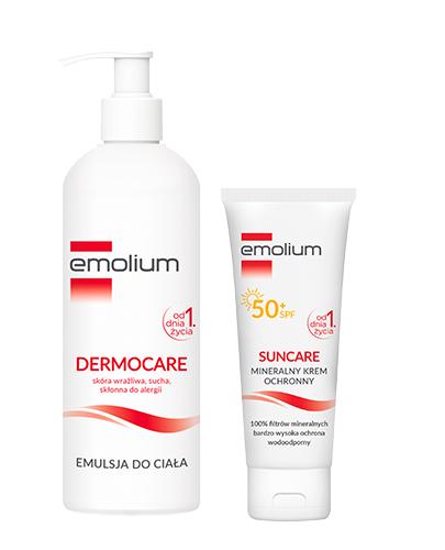 EMOLIUM DERMOCARE Emulsja do ciała, 400 ml + EMOLIUM SUNCARE Mineralny krem ochronny SPF50+, 50 ml