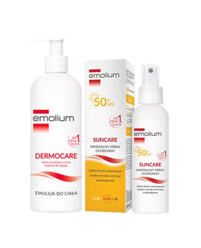 EMOLIUM DERMOCARE Emulsja do ciała, 400 ml + EMOLIUM SUNCARE Mineralny spray ochronny SPF50+, 100 ml