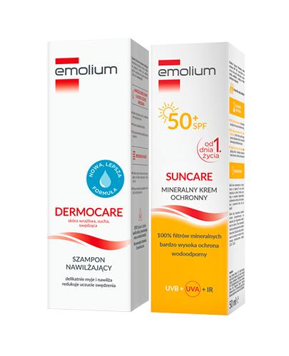 Emolium Dermocare Szampon nawilżający, 400 ml + EMOLIUM SUNCARE Mineralny krem ochronny SPF50+, 50 ml - ważny do 2025-06-30