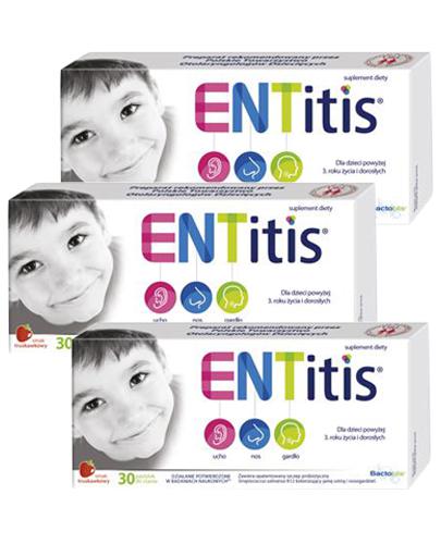  ENTitis Smak truskawkowy, 3 x 30 pastylek - Apteka internetowa Melissa  