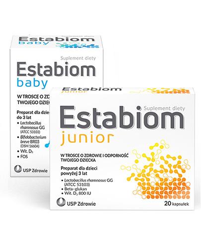  ESTABIOM JUNIOR, 20 kaps. probiotyk na odporność + ESTABIOM BABY, 5 ml probiotyk, opinie, stosowanie, ulotka - Apteka internetowa Melissa  