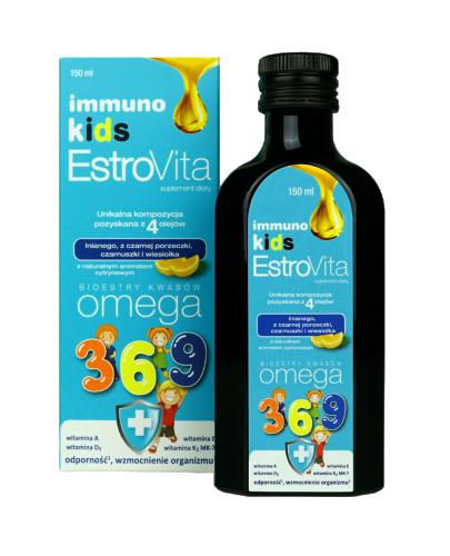 EstroVita Immuno Kids Omega 3-6-9 dla dzieci z naturalnym olejem cytrynowym, 150 ml