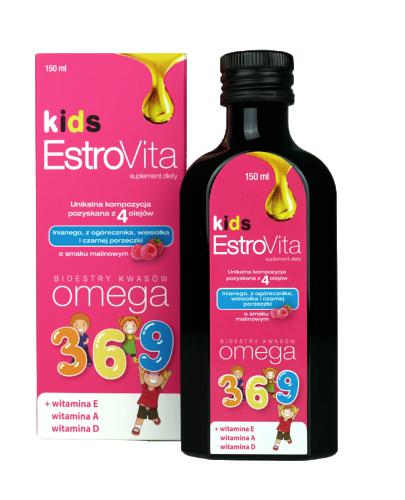 EstroVita Kids Omega 3-6-9, dla dzieci o smaku malinowym, 150 ml