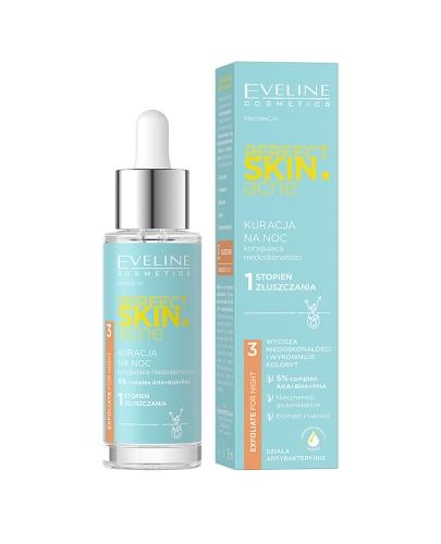 Eveline Perfect Skin.acne Kuracja na noc korygująca niedoskonałości – 1 stopień złuszczania, 30 ml