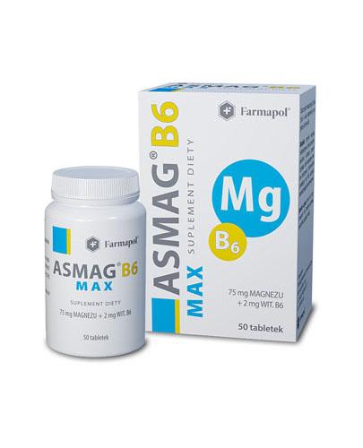  FARMAPOL ASMAG B6 MAX - 50 tabl. suplementacja magnezu i witaminy B6 - cena, dawkowanie - Apteka internetowa Melissa  