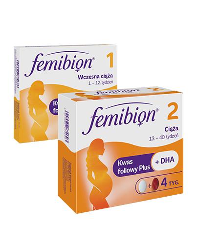  FEMIBION 1 Wczesna ciąża - 28 tabl. 1 - 12 tydzień ciąży + Femibion 2 Ciąża - 56 tabl. + 56 kaps. 2-miesięczna kuracja - cena, opinie, właściwości - Apteka internetowa Melissa  