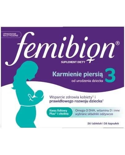  Femibion 3 Karmienie Piersią, 56 tabletek powlekanych + 56 kapsułek miękkich - Apteka internetowa Melissa  