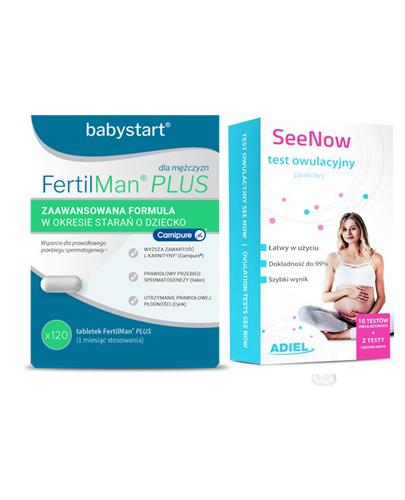  FERTILMAN PLUS - preparat na płodność mężczyzn - 120 kaps. +  SEENOW Test owulacyjny paskowy - 10 sztuk + 2 testy ciążowe  - Apteka internetowa Melissa  