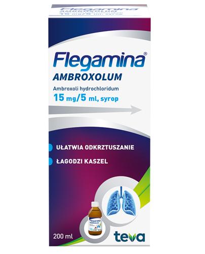  FLEGAMINA AMBROXOLUM Syrop 15 mg/5 ml - 200 ml -  ułatwia odkrztuszanie, łagodzi kaszel - dawkowanie, cena, opinie  - Apteka internetowa Melissa  