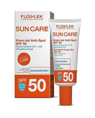  FLOS-LEK SUN CARE Krem-Żel Anti-Spot SPF50 - 30 ml - zapobiega przebarwieniom - cena, właściwości, opinie - Apteka internetowa Melissa  