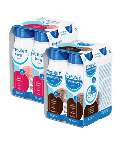 FRESUBIN ENERGY DRINK O smaku truskawkowym - 4 x 200 ml + FRESUBIN ENERGY DRINK O smaku czekoladowym - 4 x 200 ml